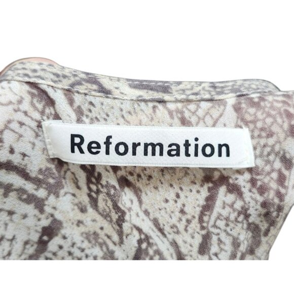 REFORMATION Monica Wrap Dress Mini Snakeskin Print Size SX Animal Print Boho - Picture 7 of 9